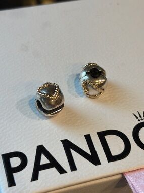 Pandora Two-Tone Silver & Gold Heart Spacer Charms